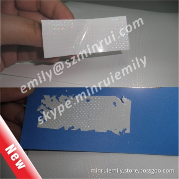 New Minrui White Small Dots Holographic Destructible Vinyl Material,security 3d White Dots Hologram Destructive Vinyl 